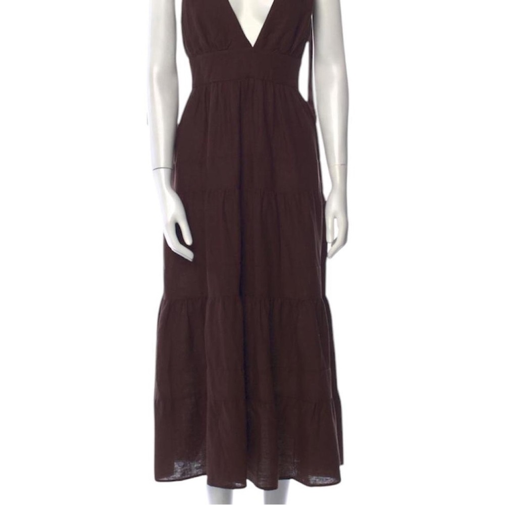 House of Harlow Chocolate Brown Linen Maxi Dress